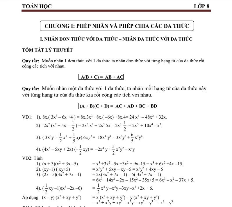 Ảnh đọc thử - Các dạng toán và phương pháp giải Toán 8 – Ngô Văn Thọ